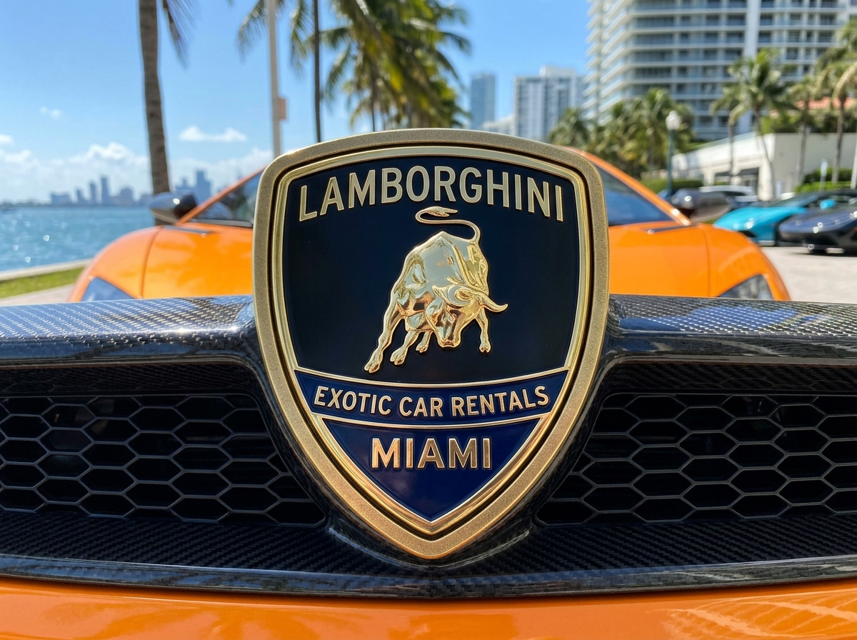 Lamborghini logo badge for Lamborghini exotic car rentals Miami