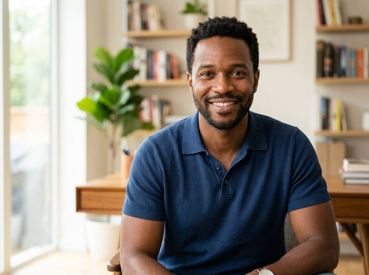Marcus T. client avatar smiling man portrait casual