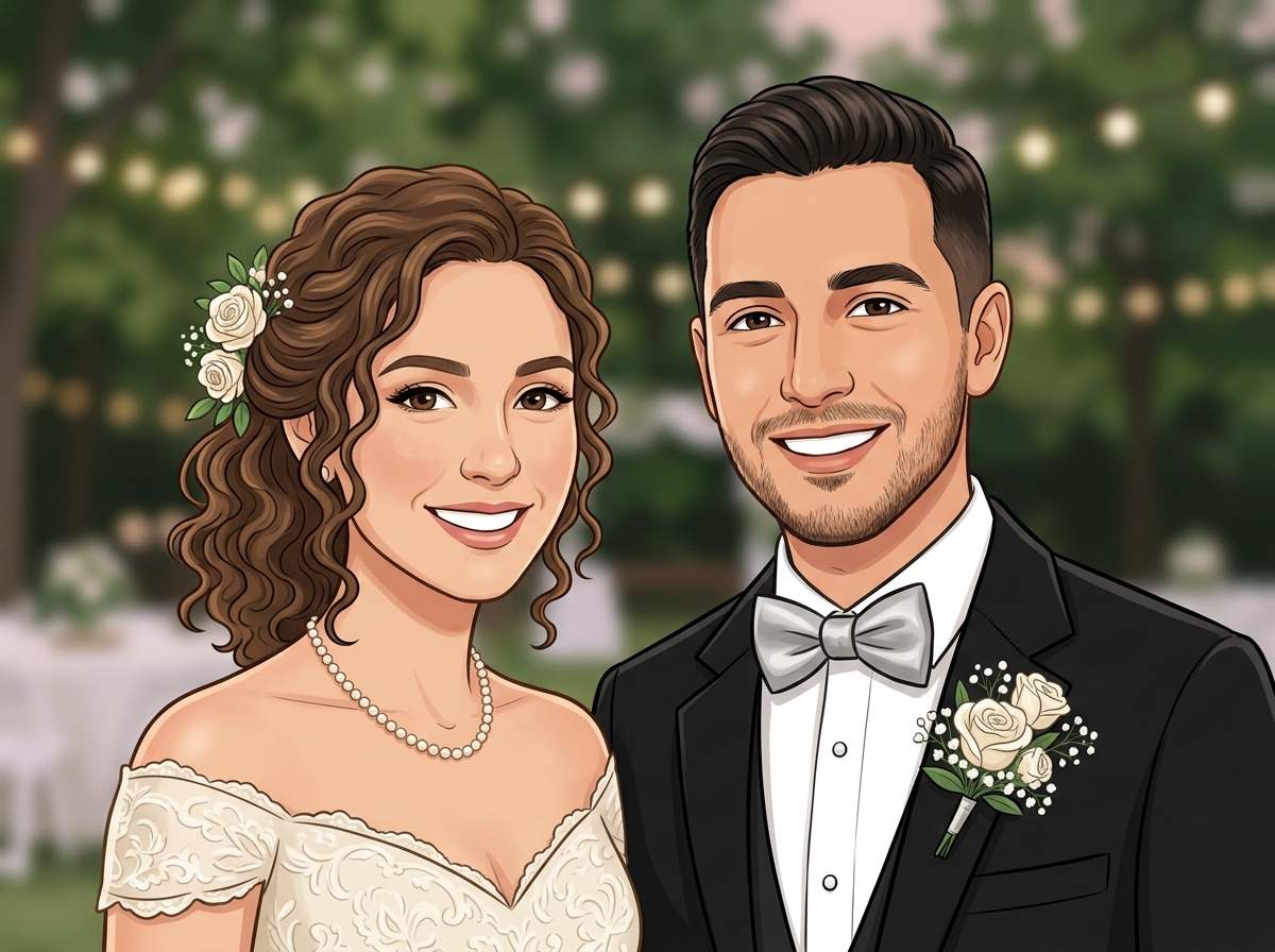Daniela and Rafael M. couple avatar portrait wedding day formal